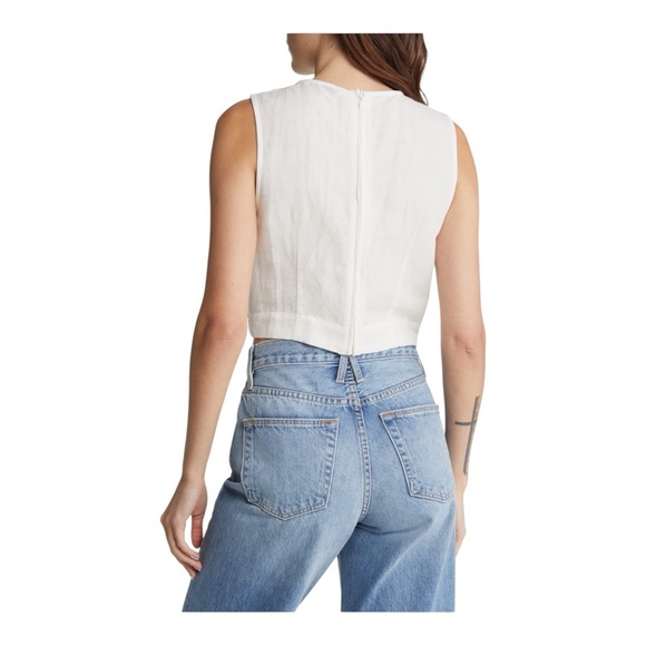 & Other Stories Embroidered Floral Linen & Cotton Crop Top - Picture 8 of 10